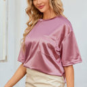 Medium Pink Chest Pocket Loose Fit Tee Shirt